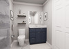 36-in x 21-in x 35-in Ready to Assemble Slim Shaker Vanity Combo Base Cabinet With Three Drawers on Left, Navy Blue, V3621DL-RTA-FR02-NB