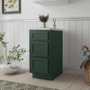 12-in x 21-in x 35-in Ready To Assemble Shaker Vanity Three Drawer Base Cabinet, Green, 3VDB12-RTA-FR01-GR