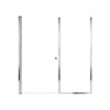 Lyna 63-in x 70-in Pivot Shower Door And Fixed Panel With 1/4-in Clear Glass And Double-Sided Knob Handles, Polished Chrome