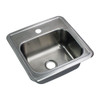 15-in x 15-in x 6-in 20 Gauge Single Bowl, Stainless Steel Kitchen/Bar Sink, Drop-in Installation, with 1 Faucet Hole