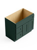36-in x 21-in x 35-in Ready to Assemble Shaker Vanity Combo Base Cabinet With Two Drawers on Left, Green, V3621DL-2D-RTA-FR01-GR
