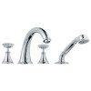 Roman Tub Filler Kit with Handles in Starlight Chrome/Swarovski Crystal