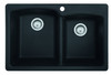 Ellipse 33.0-In. X 22.0-In. Fragranite Dual Mount Double Bowl Kitchen Sink in Onyx