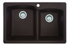 Ellipse 33.0-In. X 22.0-In. Fragranite Dual Mount Double Bowl Kitchen Sink in Mocha