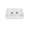 31.5-in x 20-in x 8.7-in Double Equal Bowls, Farmhouse Fireclay Kitchen Sink, Undermount Installation, 1 hole, in White
