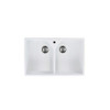 31.5-in x 20-in x 8.7-in Double Equal Bowls, Farmhouse Fireclay Kitchen Sink, Undermount Installation, 1 hole, in White