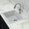 22-1/2in x 20in x 8-1/2in silQ Granite Kitchen Sink with Single Bowl, Drop-in Installation, with 1 Pre-Drilled Faucet Hole, in White