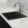 22-1/2in x 20in  x 8-1/2in silQ Granite Kitchen Sink with Single Bowl, Drop-in Installation, with 1 Pre-Drilled Faucet Hole, in Espresso