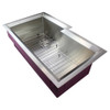 34.5-in x 20.5-in x 11-in 14 Gauge Offset Super Single Bowl, Undermount Stainless Steel Kitchen Sink with SinkPocket™