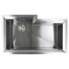34.5-in x 20.5-in x 11-in 14 Gauge Offset Super Single Bowl, Undermount Stainless Steel Kitchen Sink with SinkPocket™