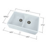 32-in x 20-in x 9-in Double Equal Bowls, Farmhouse Fireclay Kitchen Sink, Undermount Installation in White with Grids, Strainers, Installation Kit