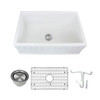 30-in x 20-in x 10-in Super Single Bowl with Reversible (English/Plain) Front, Farmhouse Fireclay Kitchen Sink, Undermount Installation, in White with Grid, Strainer, Installation Kit