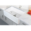 30-in x 20-in x 10-in Super Single Bowl with Reversible (Frenchd/Plain) Front, Farmhouse Fireclay Kitchen Sink, Undermount Installation, in White with Grid, Strainer, Installation Kit