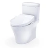Toto(R) Washlet(R)+ Aquia Iv(R) Cube Two-Piece Elongated Dual Flush 1.28 And 0.9 Gpf Toilet With S2 Bidet Seat, Cotton White