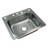 25-in x 22.02-in x 8-in 18 Gauge Single Bowl, Stainless Steel Kitchen Sink, Drop-in Installation with 5-Holes, with Grids, Strainer, Installation Kit