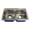 33-in x 22.02-in x 9-in 16 Gauge Double Equal Bowls, Stainless Steel Kitchen Sink, Drop-in Installation with 1-Hole, with Grids, Strainer, Disposer Strainer, Installation Kit