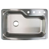 33-in x 22.02-in x 9-in 16 Gauge Super Single Bowl, Stainless Steel Kitchen Sink, Drop-in Installation with 4-Holes, with Grid, Strainer, Installation Kit