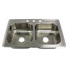 33-in x 22.02-in x 7-in 20 Gauge Double Equal Bowls, Stainless Steel Kitchen Sink, Drop-in Installation with 1-Hole, with Grids, Strainer, Disposer Strainer, Installation Kit