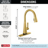 Delta Lenta(R): Single-Handle Pull-Down Kitchen Faucet with Touch<sub>2</sub>O(R) Technology