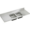 Stainless Steel Double Bowl Sink Top Sink with 4 Faucet Holes in Lustrous Satin