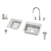 Stainless Steel Double Bowl Top Mount Quick-Clip Sink and Faucet Kit with 4 Faucet Holes in Lustrous Highlighted Satin