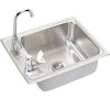 Stainless Steel Single Bowl Top Mount Sink and Faucet Kit with 2 Faucet Holes in Lustrous Highlighted Satin
