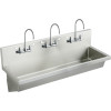 EWMA6020C Commercial Stainless Steel Handwash Sink Package with 6 Faucet Holes in Buffed Satin