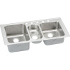 Stainless Steel Triple Bowl Top Mount Sink with 5 Faucet Holes in Lustrous Highlighted Satin