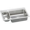 Stainless Steel Double Bowl Top Mount Sink with Single Faucet Hole in Lustrous Highlighted Satin
