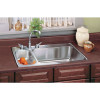 Stainless Steel Double Bowl Top Mount Sink with Single Faucet Hole in Lustrous Highlighted Satin