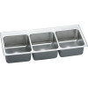 Stainless Steel Triple Bowl Top Mount Sink with 2 Faucet Holes in Lustrous Highlighted Satin