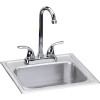Stainless Steel Single Bowl Top Mount Sink Kit with 2 Faucet Holes in Elite Satin