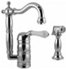 Bar Faucet with Porcelain Lever Handle and Sidespray in Polished Chrome