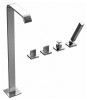 Floor Mounted Tub Filler with Metal Knob Handles, Hand Shower and Diverter in Polished Chrome