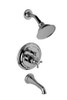 Pressure Balanced Tub and Shower System with Single Function Shower Head and Metal Cross Handle in Polished Chrome