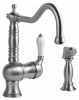 Kitchen Faucet with Porcelain Lever Handle and Sidespray in Olive Bronze