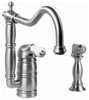 Kitchen Faucet with Porcelain Lever Handle and Sidespray in Polished Chrome