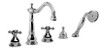 Roman Tub Filler Faucet with Hand Shower, Diverter and Metal Cross Handles in Polished Nickel