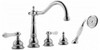 Roman Tub Filler Faucet with Hand Shower, Diverter and Porcelain Lever Handles in Polished Nickel