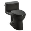 One Piece Elongated 1.28 GPF Toilet with Double Cyclone Flush System - Seat Included in Ebony