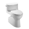 One Piece Elongated 1.28 GPF Toilet with Double Cyclone Flush System and SanaGloss - Seat Included in Cotton