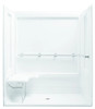 39-3/8" Vikrell(R) seated shower end wall set with left seat, right grab bar