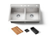 33" top-/undermount double-bowl kitchen sink