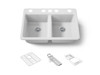 33" undermount double-bowl workstation kitchen sink