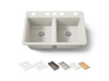 33" undermount double-bowl workstation kitchen sink