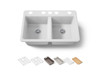 33" undermount double-bowl workstation kitchen sink