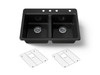 33" top-mount double-bowl kitchen sink