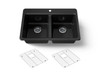 33" top-mount double-bowl kitchen sink