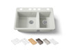 33" undermount double-bowl workstation kitchen sink