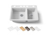 33" undermount double-bowl workstation kitchen sink